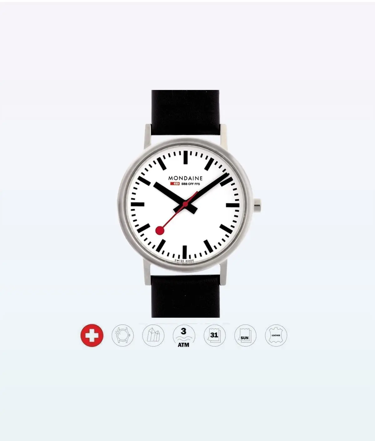 Orologio da polso Mondaine Classic A660 11SBB Nero-Bianco 1 Mondaine Wristwatch Classic A660 11SBB Black White