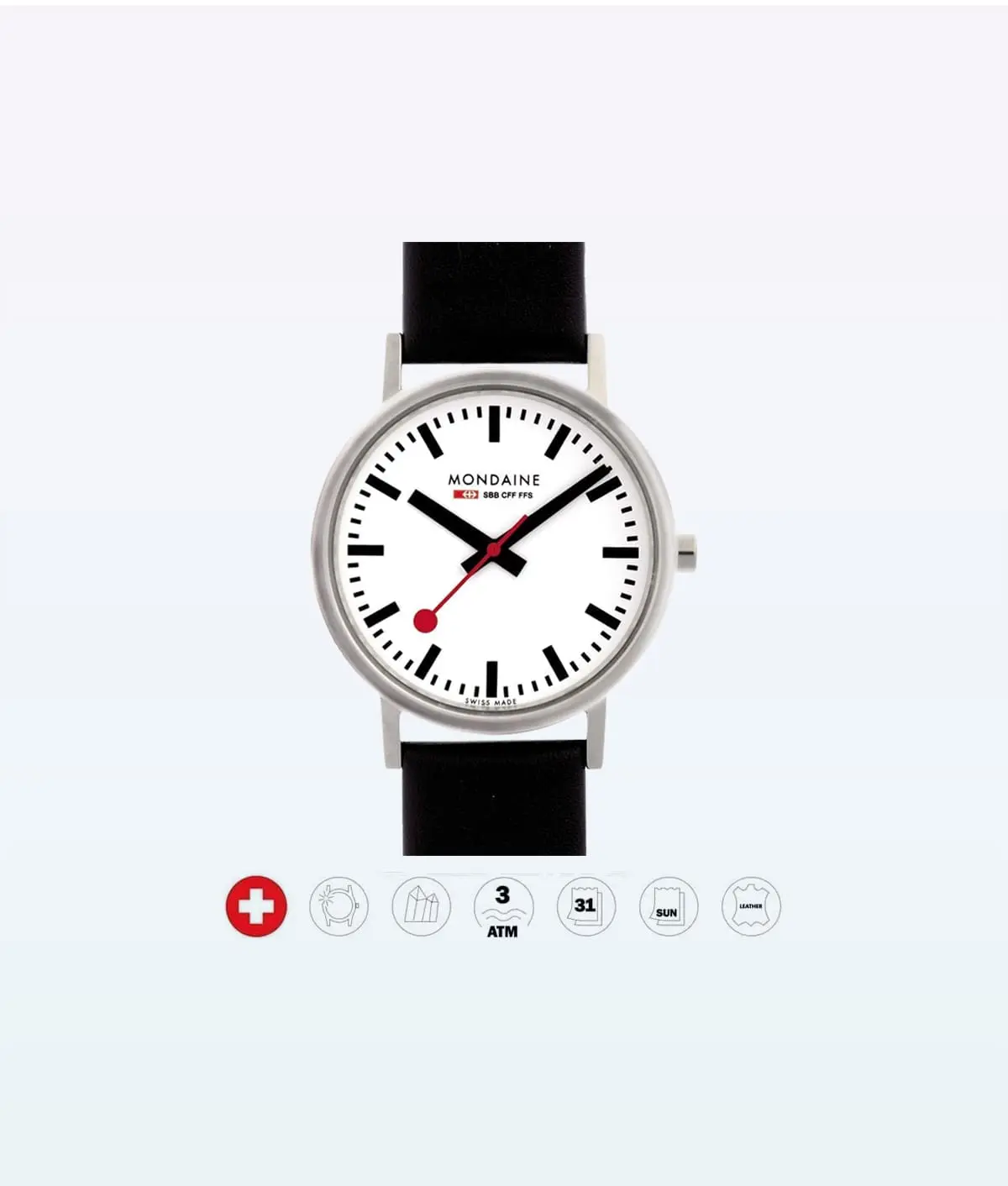 Orologio da polso Mondaine Classic A660 16SBB Nero-Bianco 1 Mondaine Wristwatch Classic A660 16SBB Black White