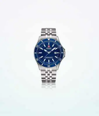 हनोवा स्विस मिलिट्री कलाई घड़ी फ्लैगशिप सिल्वर-ब्लू