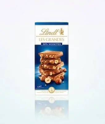 Lindt Les Grandes Chocolat au Lait avec Noisettes 150g