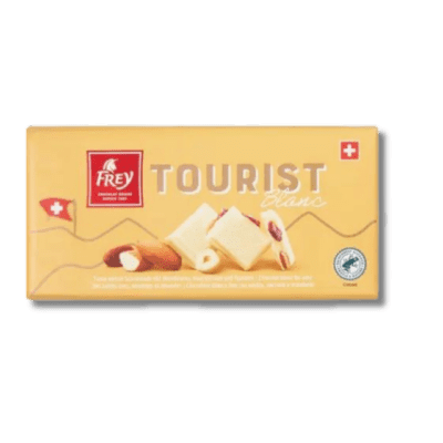 Frey Tourist White Chocolate mit Rosinen, Haselnüssen und Mandeln 100g
