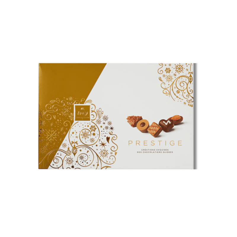 علبة برالين فراي برستيج فاين برالينز 250 جرام في علبة ذهبية.