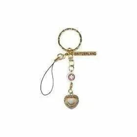 P 13033 KEYRING Switzerland heart gold red