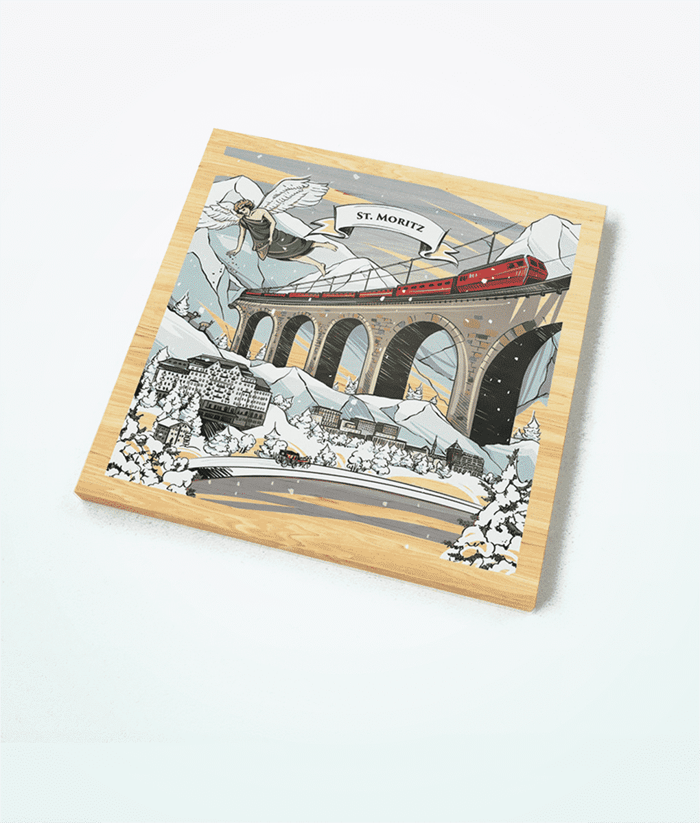 Aimant en bois Varsy's St. Moritz 1 Varsys St Moritz Wooden Magnet