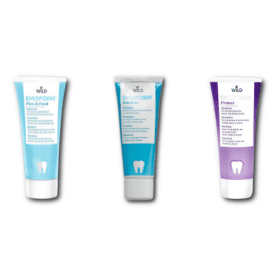 Three tubes of Emoform Assorted Toothpaste 75 ml on a white background.