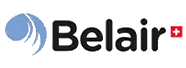 Le logo de la société Belair est mis en évidence sur un fond vert vif.