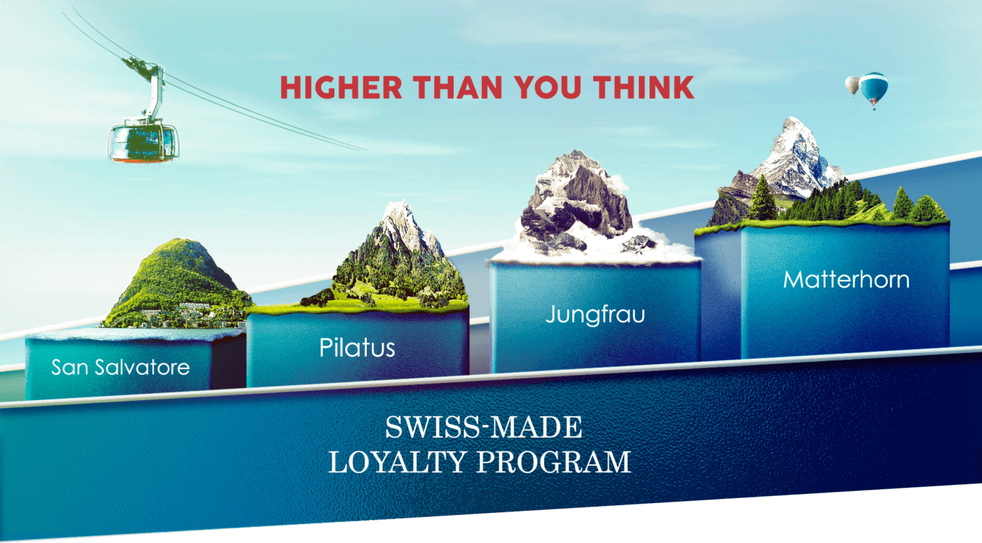 Programme de fidélisation Swiss Made : Plongez dans un programme de fidélisation haut de gamme fièrement conçu en Suisse. Notre programme de fidélité exclusif Swiss Made garantit des récompenses et des avantages exceptionnels à nos précieux membres. Améliorez votre