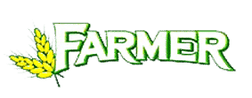 Logo représentant un agriculteur, brillamment présenté sur un fond vert vif.