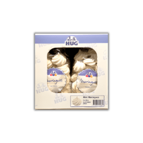 Two boxes of Meringues 4x100g I Hug on a black background.
