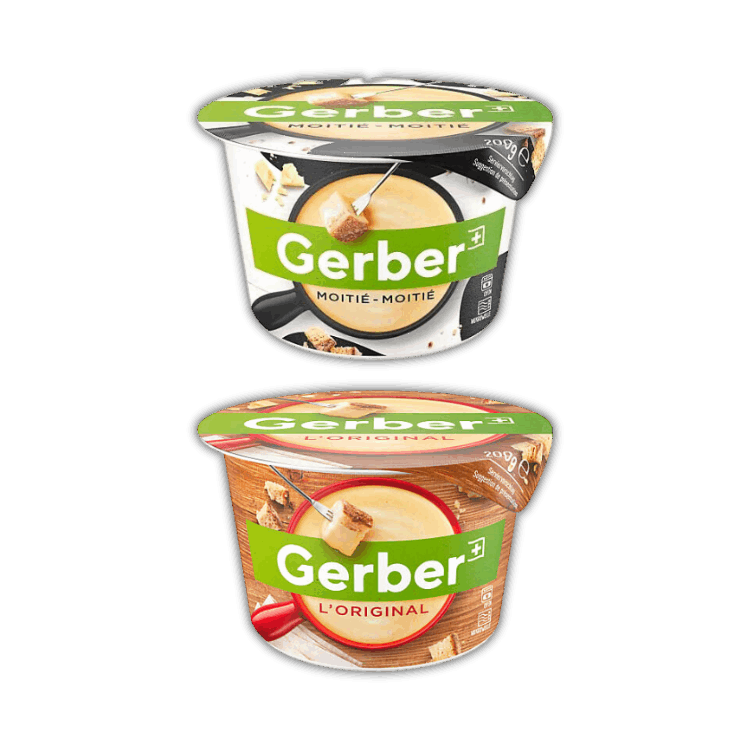 Deux bols de Fondue Ready To Eat 200 g I Gerber peanut butter yogurt.