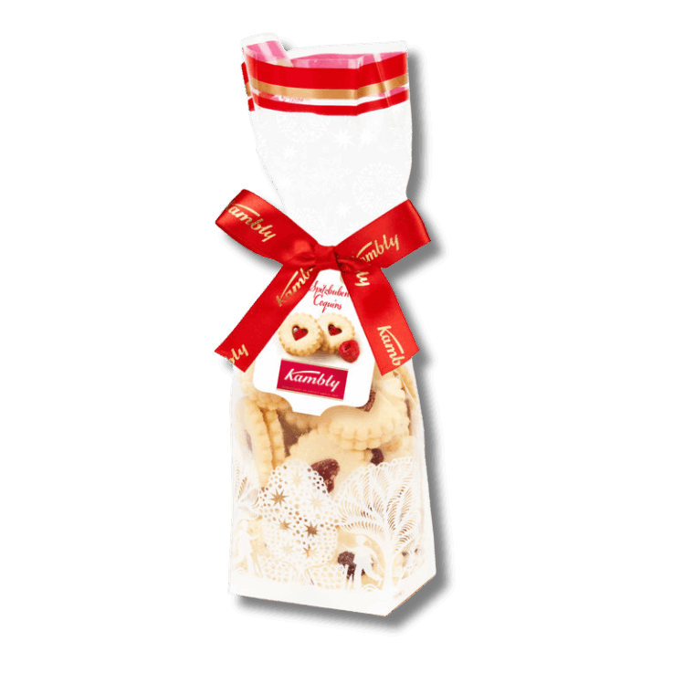 坎伯利圣诞饼干 3 一袋系着红丝带的饼干。