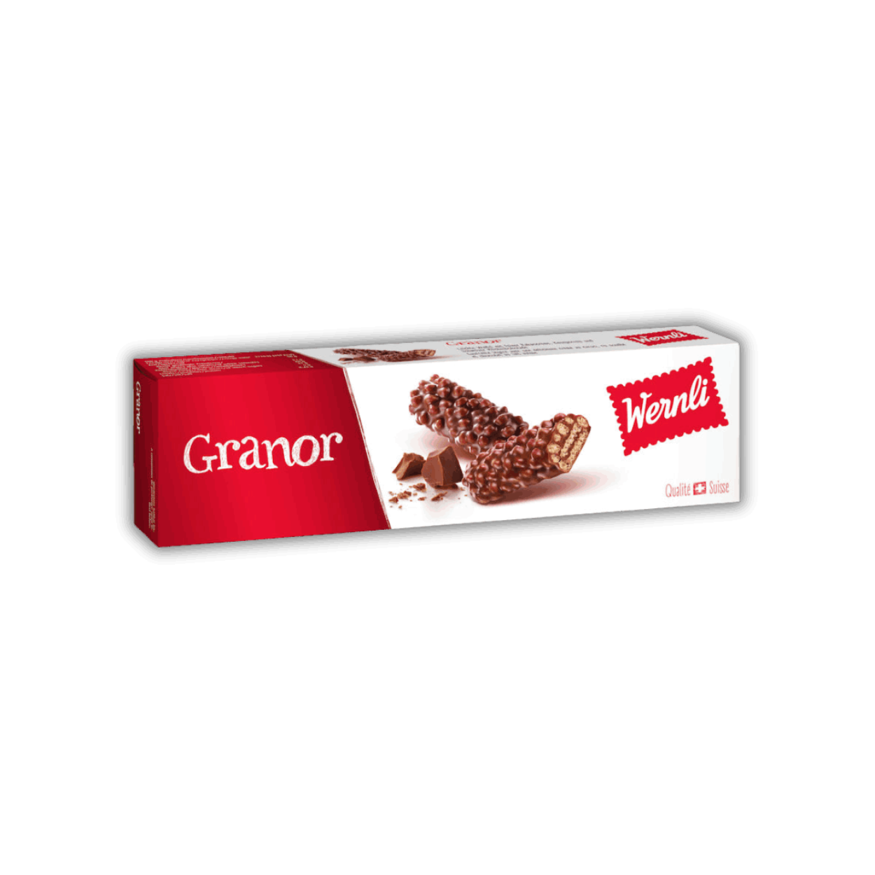 Wernli Granor 100 g 1 A box of Wernli Granor 100 g chocolates on a black background.