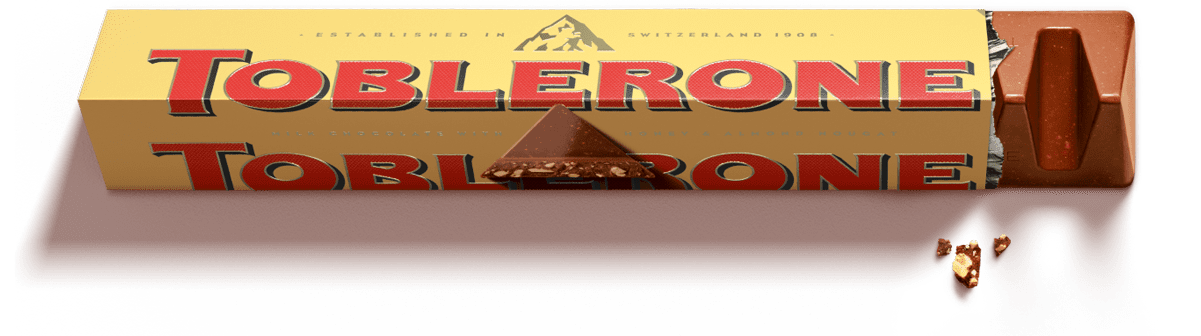 Toblerone’s Journey to Fame in the USA: Swiss Quality, American Hearts 2 A Toblerone chocolate bar showcasing its iconic branding.
