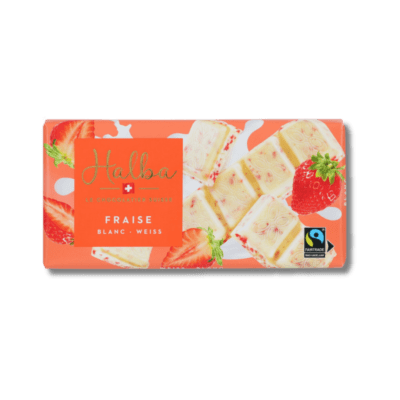 Strawberries White Chocolate Bar 100 g | Halba