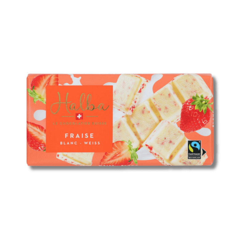 fragole-barretta di cioccolato bianco-100g-halba