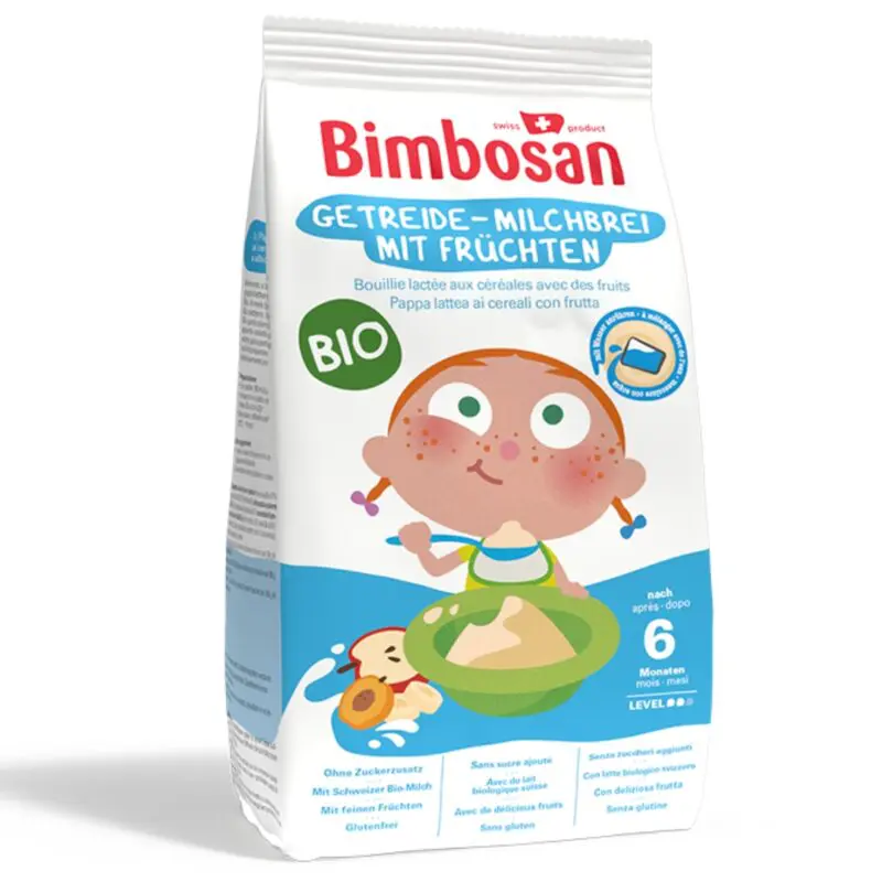 papas de cereais com leite e fruta-bimbosan