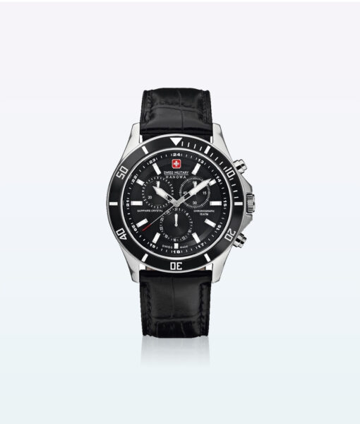 Hanowa Swiss Military Wristwatch Flaggskip Chrono Black Silver
