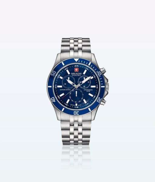 นาฬิกาข้อมือ Hanowa Swiss Military Wristwatch รุ่นเรือธง Chrono Silver Blue
