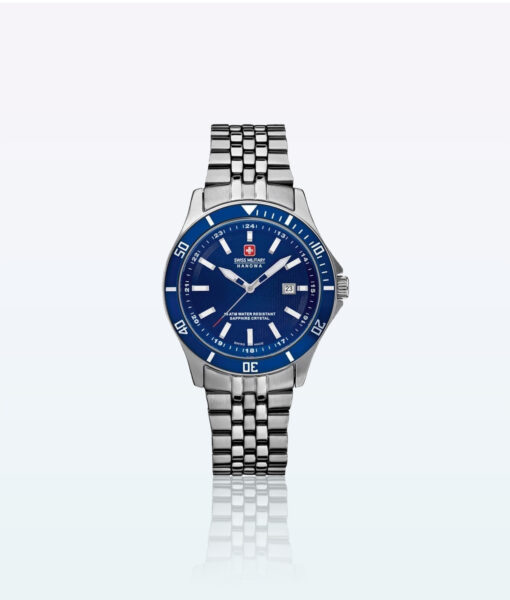 Reloj de pulsera militar suizo Hanowa Flagship Lady Silver Blue