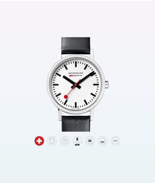 Reloj de pulsera Mondaine Classic A658 16SBB Negro Blanco