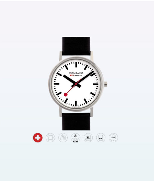 Relógio de pulso Mondaine Classic A660 11SBB preto e branco