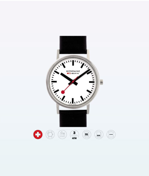 Reloj de pulsera Mondaine Classic A660 16SBB Negro Blanco