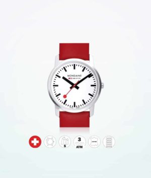 Mondaine-Wristwatch-red-white