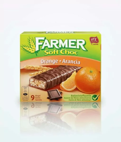 „Farmer 9“ minkštas šokoladas su oranžiniais batonėliais 290g.jpg