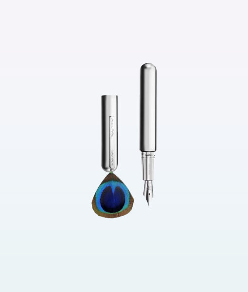 قلم حبر بتصميم مرآة من Caran dAche Mario Botta M مطلي بالروديوم بالفضة
