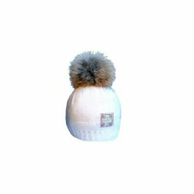 p 12278 Winter Hat pompon hat with crystals white