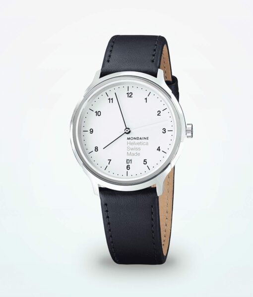 Mondaine Helvetica No1 Regular Men Wristwatch 40 mm Black White