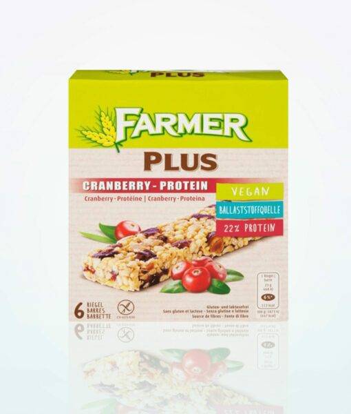 „Farmer Plus“ spanguolių ir baltymų musli batonėliai