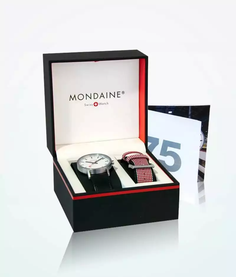 Mondaine-75-años-aniversario-reloj de pulsera-set