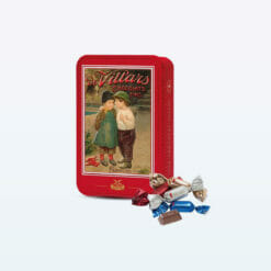 Red Villars Chocolate Box Les Enfants 250g tin, featuring child-themed imagery.