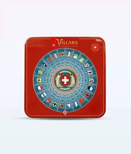 Swiss Villars Exclusive 200g Chocolate Gift in a Decorative Red Tin Box.