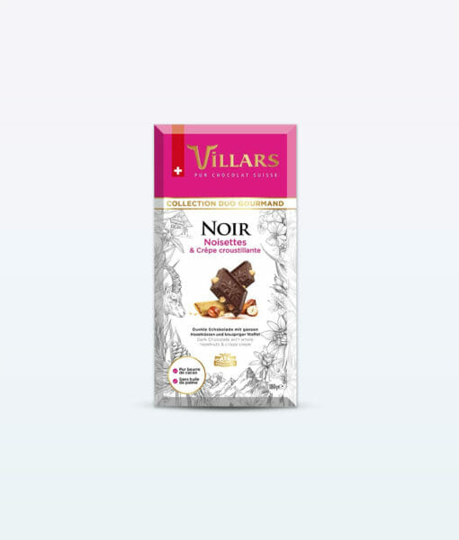 A noir chocolate package elegantly placed on a minimalist white backdrop.
