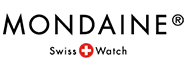 Iconic Mondaine Swiss watch logo symbolizing luxury and renowned craftsmanship.