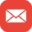 Ein E-Mail-Symbol auf rotem Hintergrund.