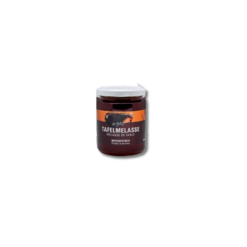 A jar of Molasses Spread 350 g I Eberle on a black background.