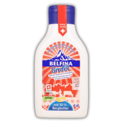 A bottle of belinna baby milk on a black background with Belfina.