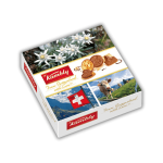 A box of Kambly Assorted Biscuits 155 g with a picture of Switzerland.