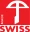 Stunning red background magnifying the elegance of a Swiss made logo.