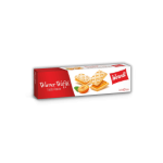 A box of Wiener Waffel 150 g | Wernli wafer biscuits on a black background.